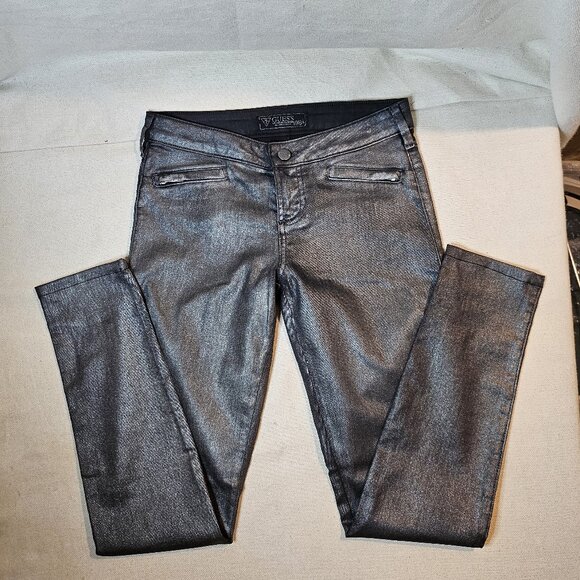 Guess Women's 1981 Metallic Skinny Low Rise Jeans - Size 25 - Picture 1 of 7